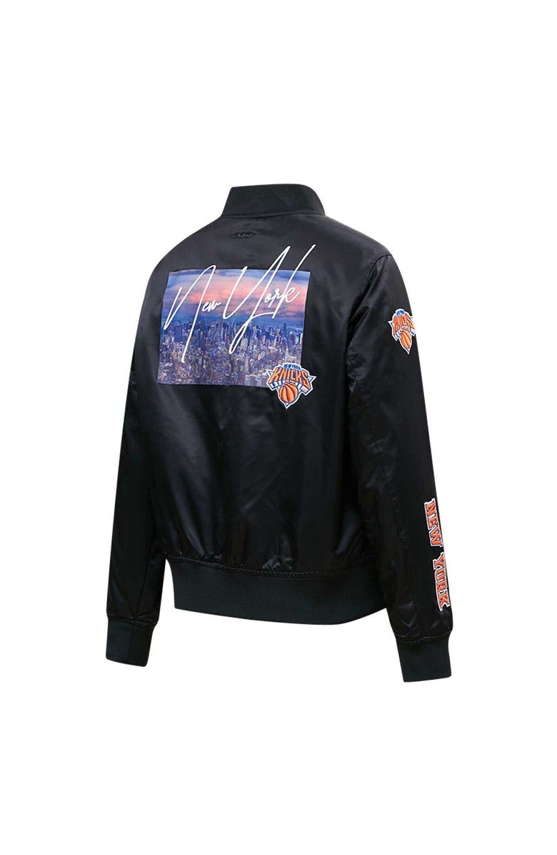 PRO STANDARD Women's Pro Standard Black New York Knicks City Scape Satin Full-Snap Jacket, Alternate, color,