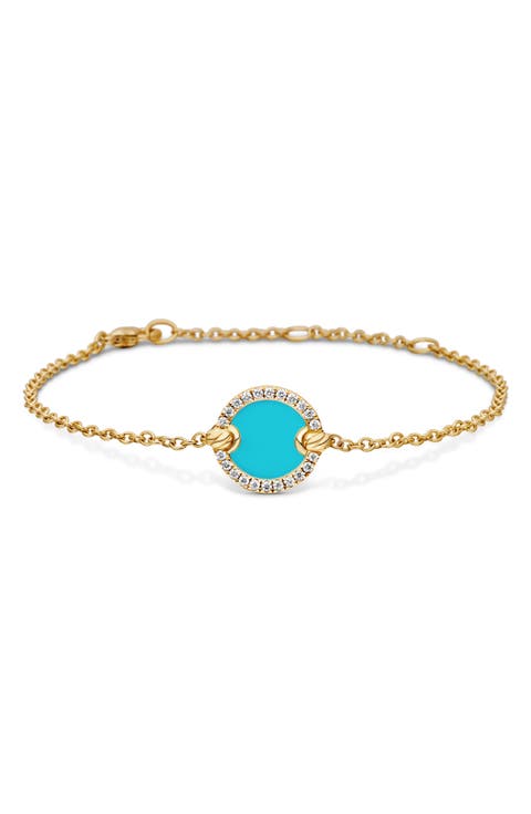 Petite Elements Center Station Chain Bracelet with Semiprecious Stone & Diamonds