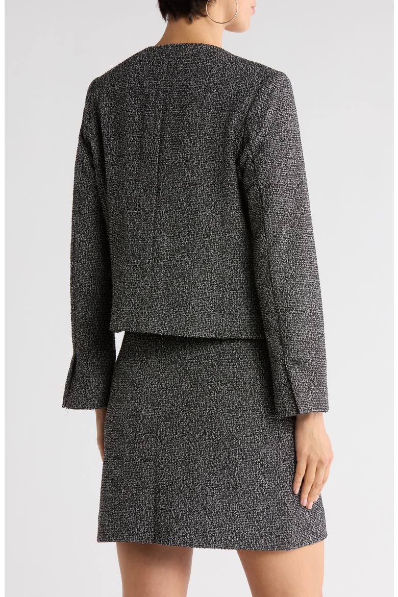 Collarless Bouclé Jacket, Alternate, color, BLACK- IVORY BOUCLE