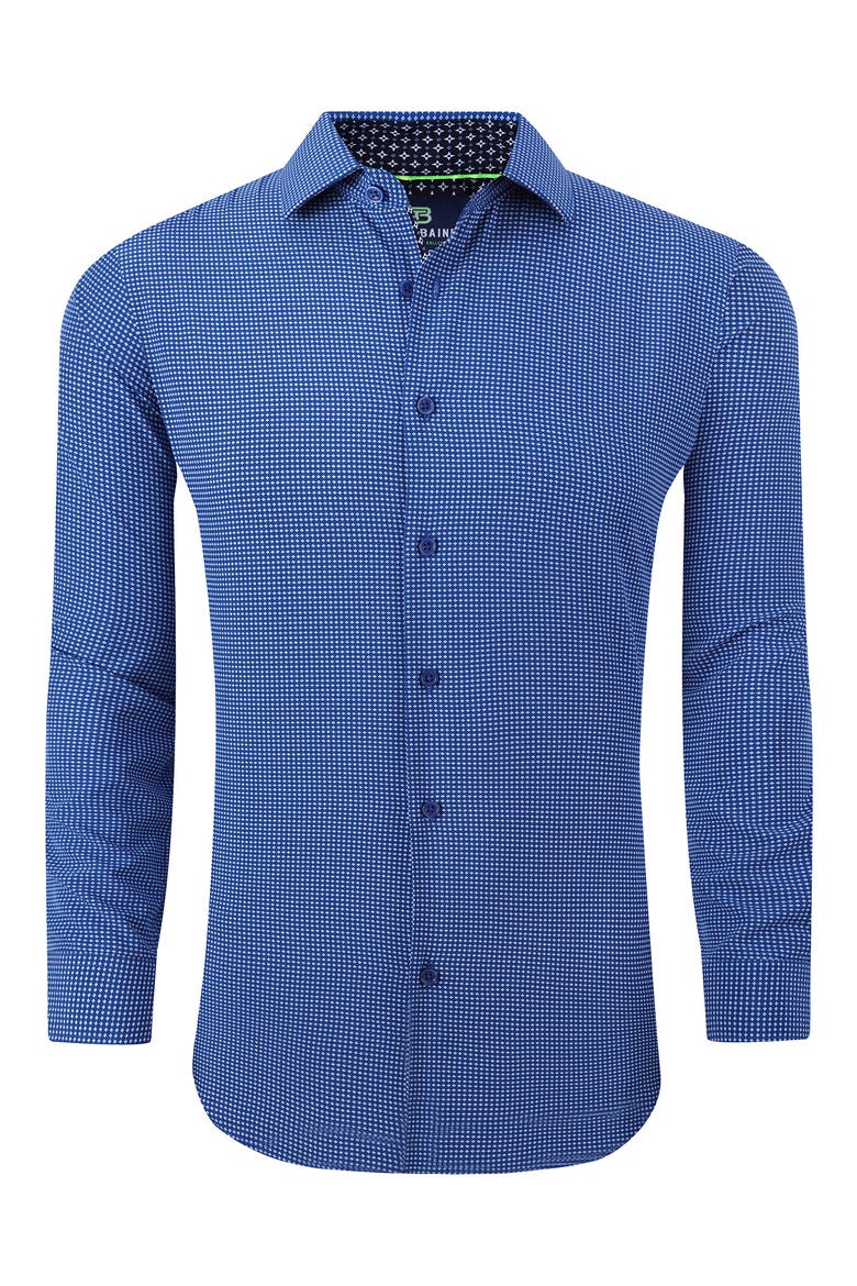 Regular Fit Performance Stretch Long Sleeve Button Front Shirt, Alternate, color, BLUE