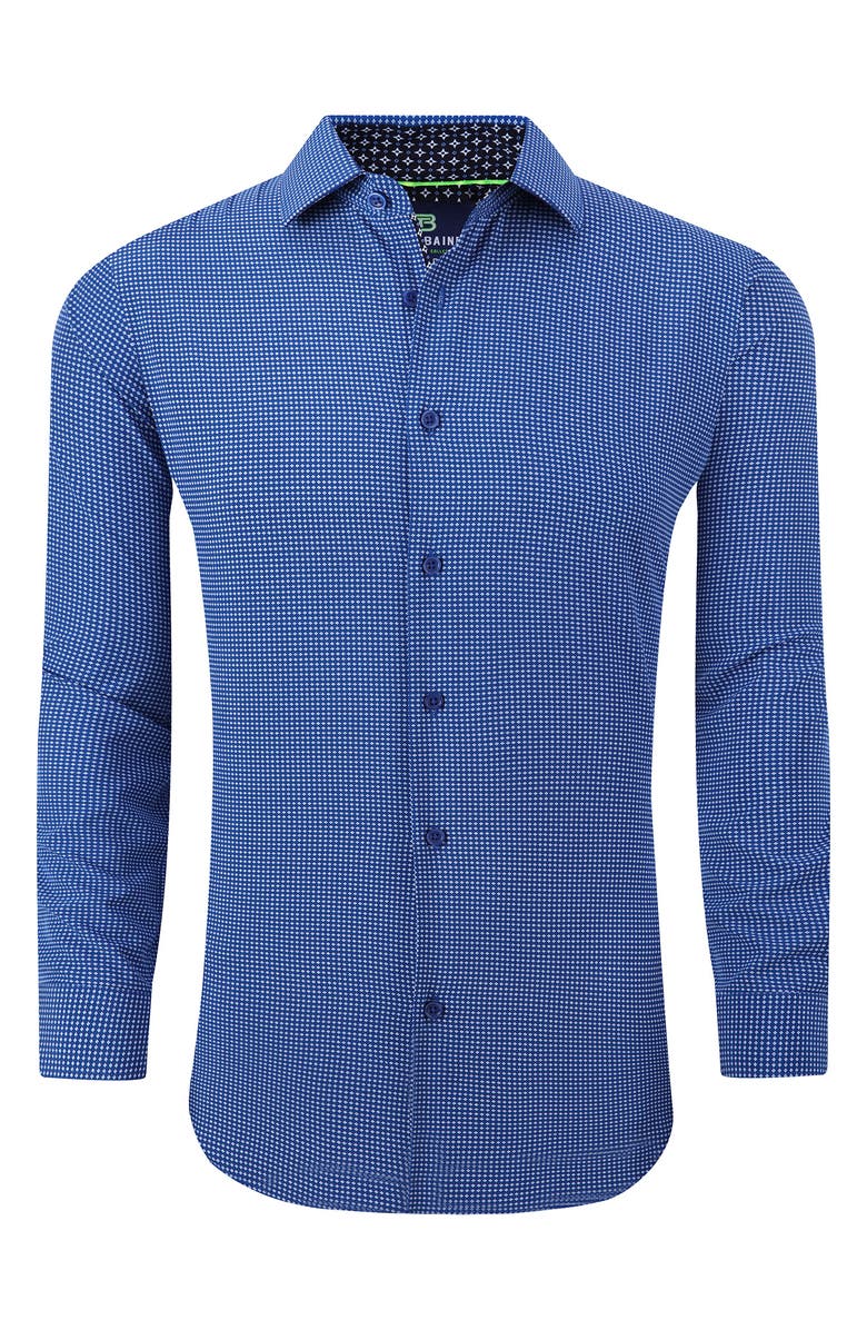 TOM BAINE Regular Fit Performance Stretch Long Sleeve Button Front Shirt, Alternate, color, Blue