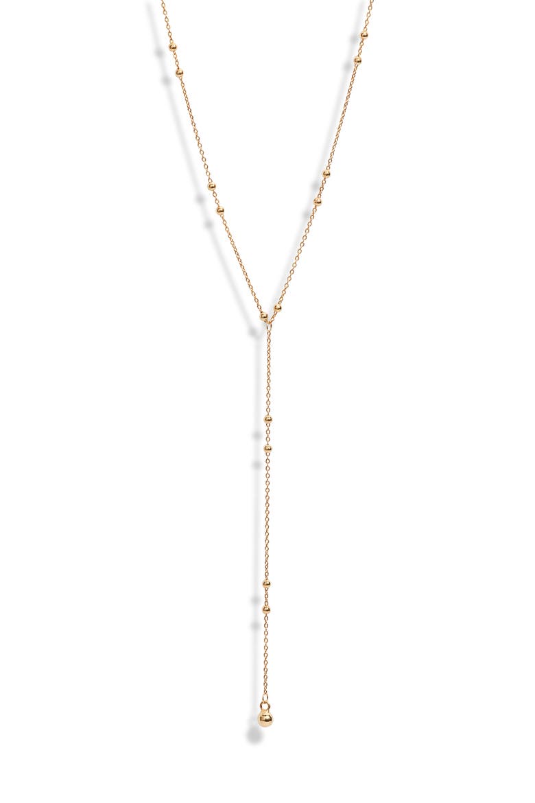 14K Gold Beaded Y-Necklace   (Nordstrom Exclusive), Main, color, YELLOW GOLD