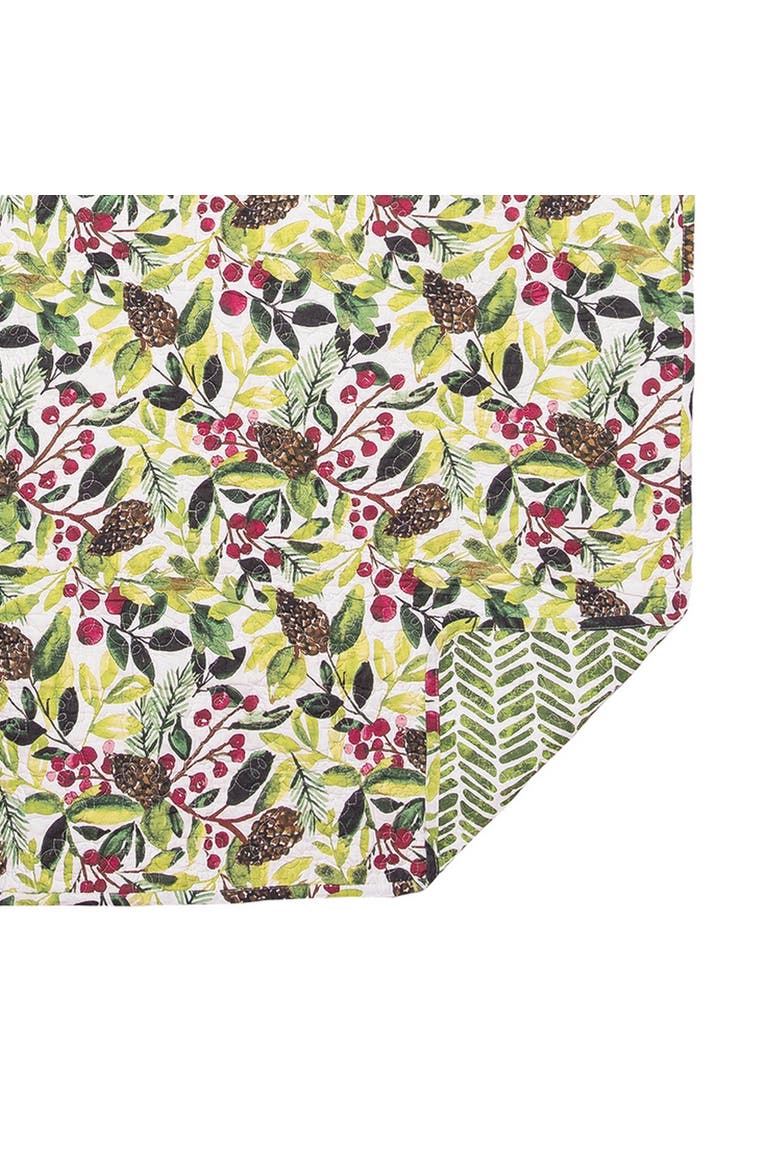 Tyson Pinecones & Berries Watercolor Pattern 100% Cotton Accent Throw Blanket 48" x 60", Alternate, color, Green