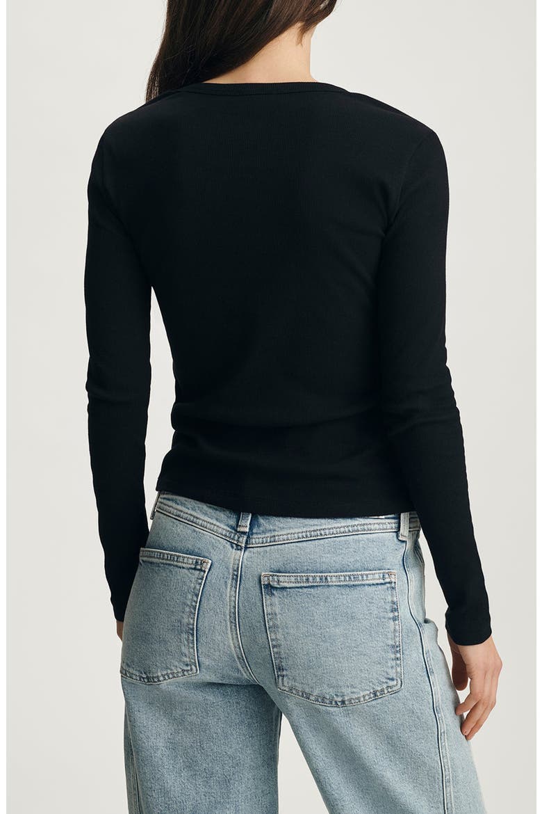 Stretch Cotton Rib Henley, Alternate, color, BLACK