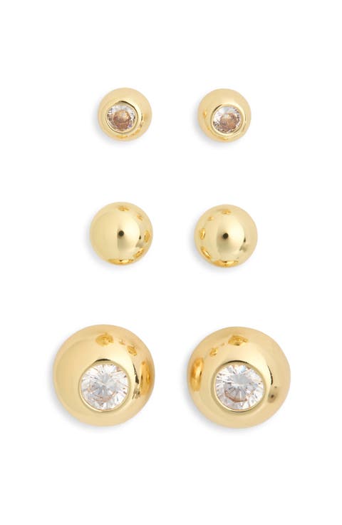 Set of 3 Ball Stud Earrings