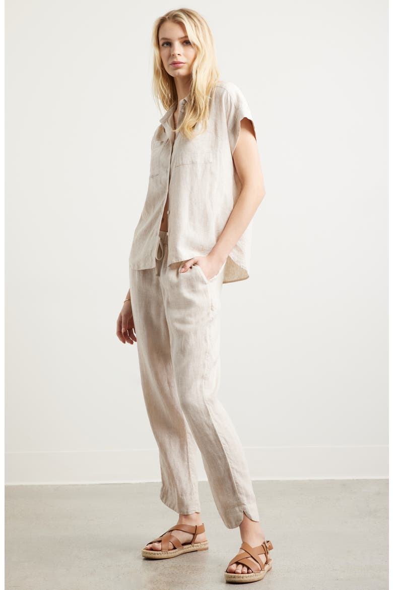 Tapered Linen Pants, Alternate, color, FLAX