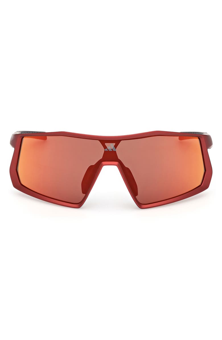 adidas Sport Shield Sunglasses, Main, color, Matte Red / Roviex Mirror