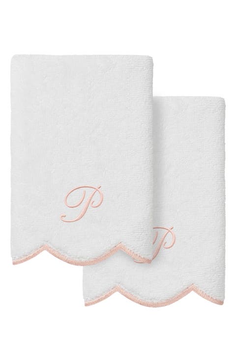 Scallop Set of 2 Monogram Fingertip Towels
