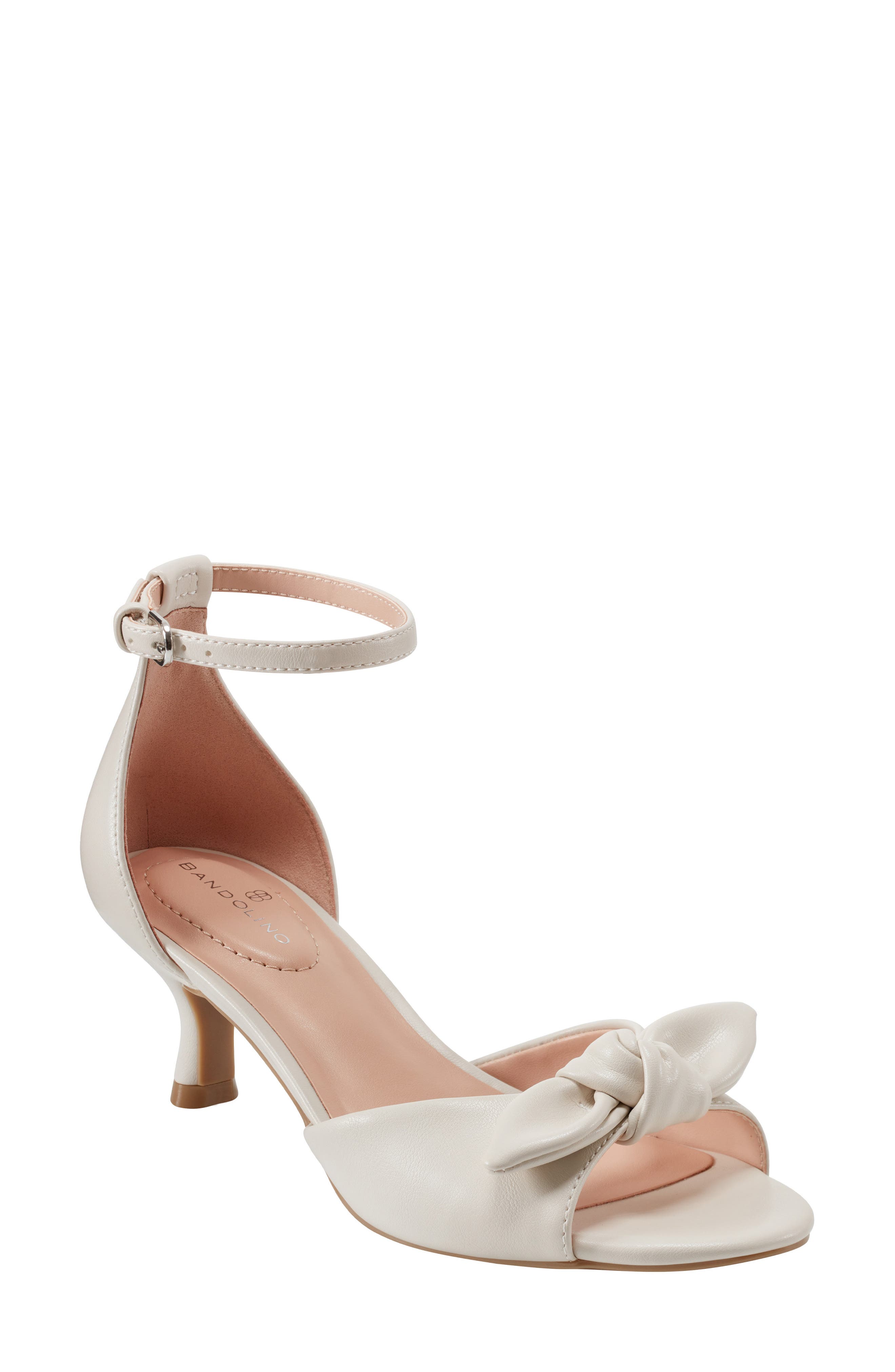 Bandolino Andora Ankle Strap Kitten Heel Sandal, Main, color, Ivory 150