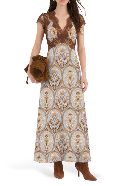 Blooming Garden Lace Trim Maxi Dress