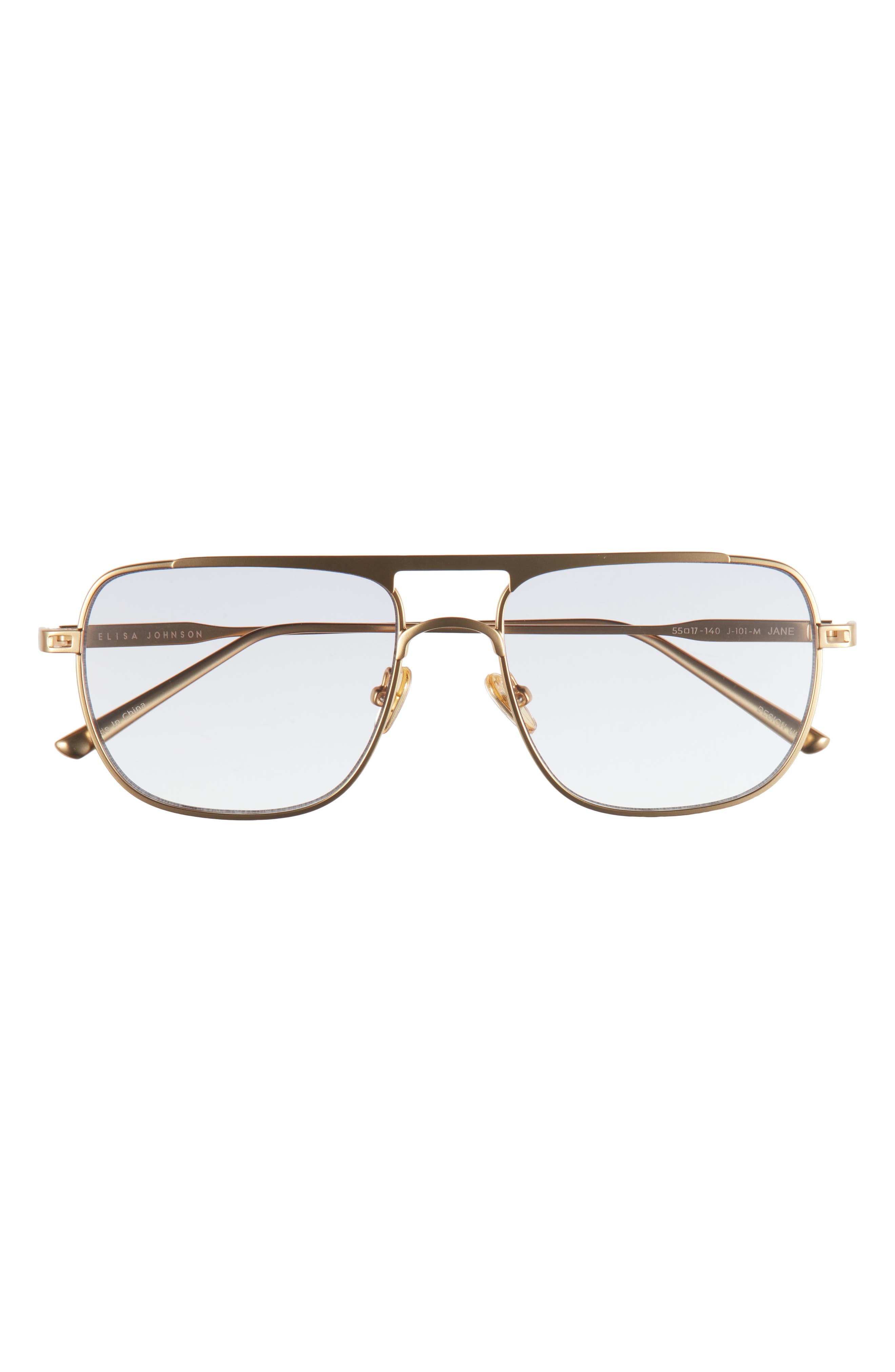 Elisa Johnson Jane 54mm Flat Top Navigator Sunglasses in Gold Metal 