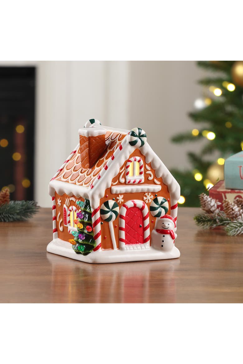 7 in. Ceramic Gingerbread House - Brown, Alternate, color, Brown
