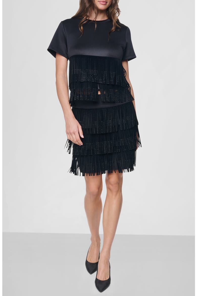 Rhinestone Fringe Dress, Alternate, color, BLACK