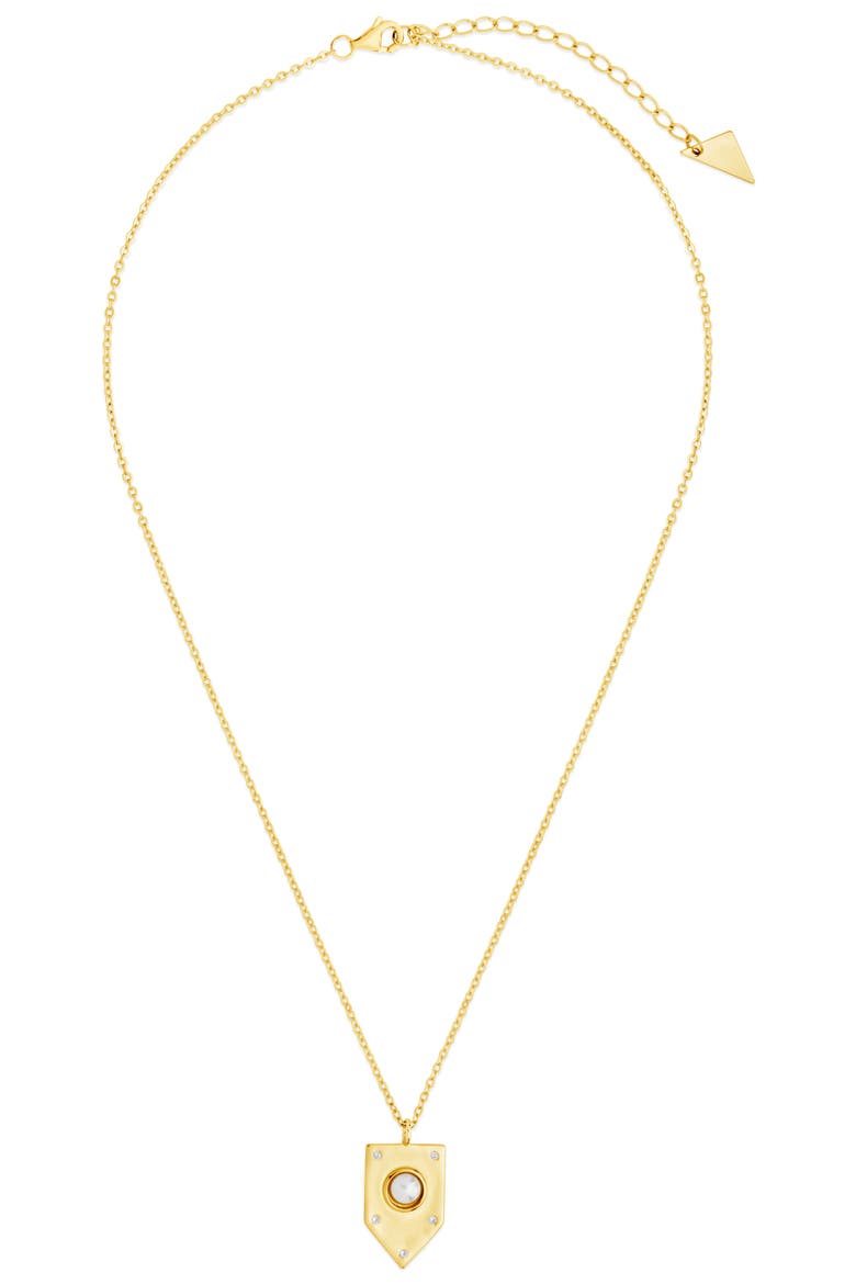 Marcella Shield Pendant Necklace, Alternate, color, GOLD