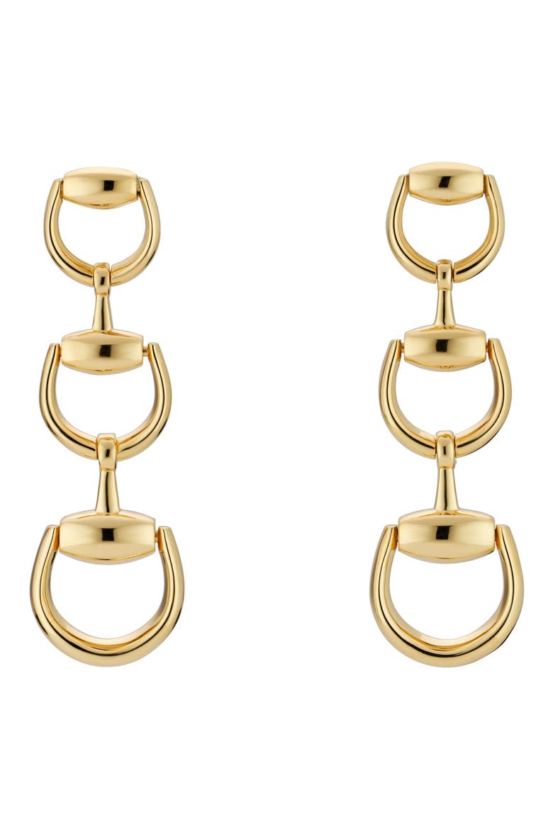 18K Gold Horsebit Drop Earrings, Main, color, YELLOW GOLD