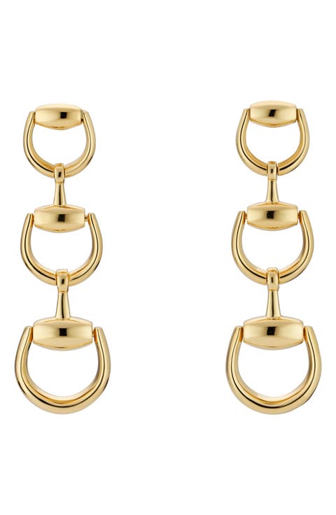 18K Gold Horsebit Drop Earrings