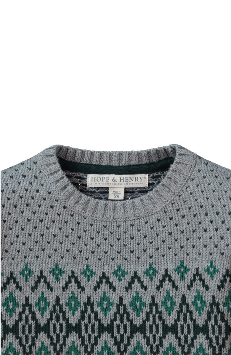 Hope & Henry Baby Boys' Crew Neck Pullover Sweater, Infant, Alternate, color, Gray And Green Fairisle