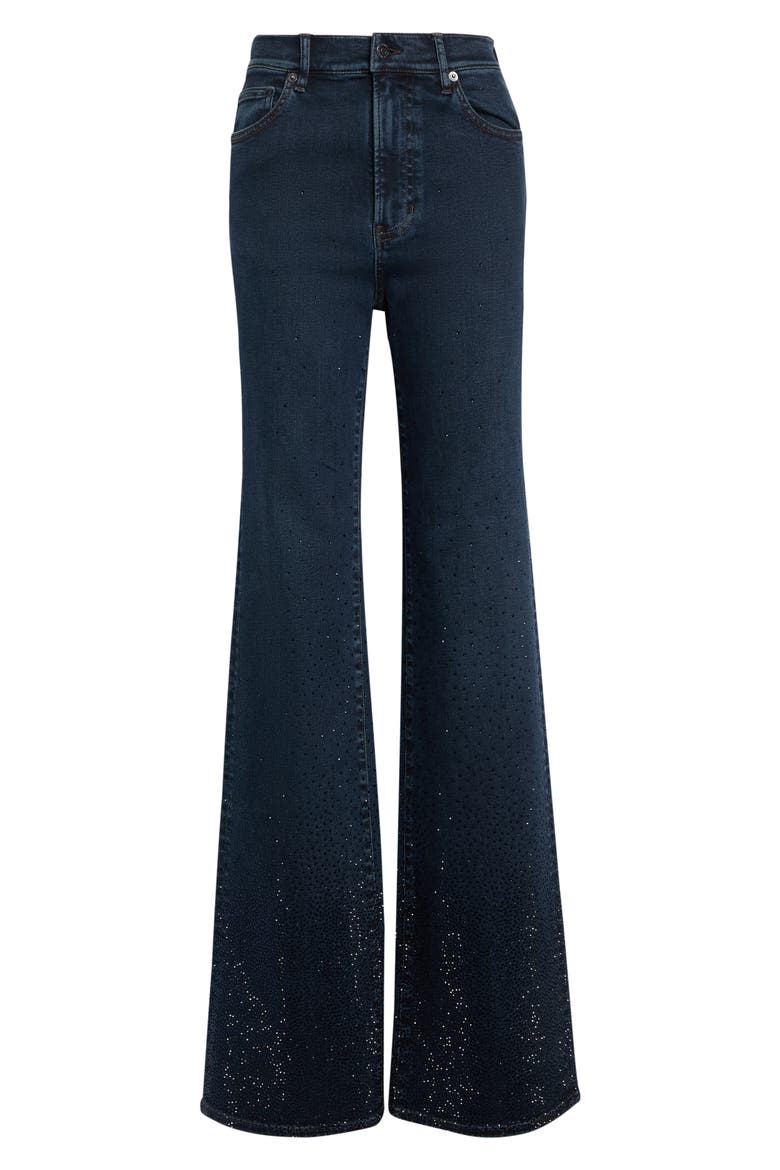 Crosbie Rhinestone High Waist Wide Leg Jeans, Alternate, color, DARK MIDNIGHT