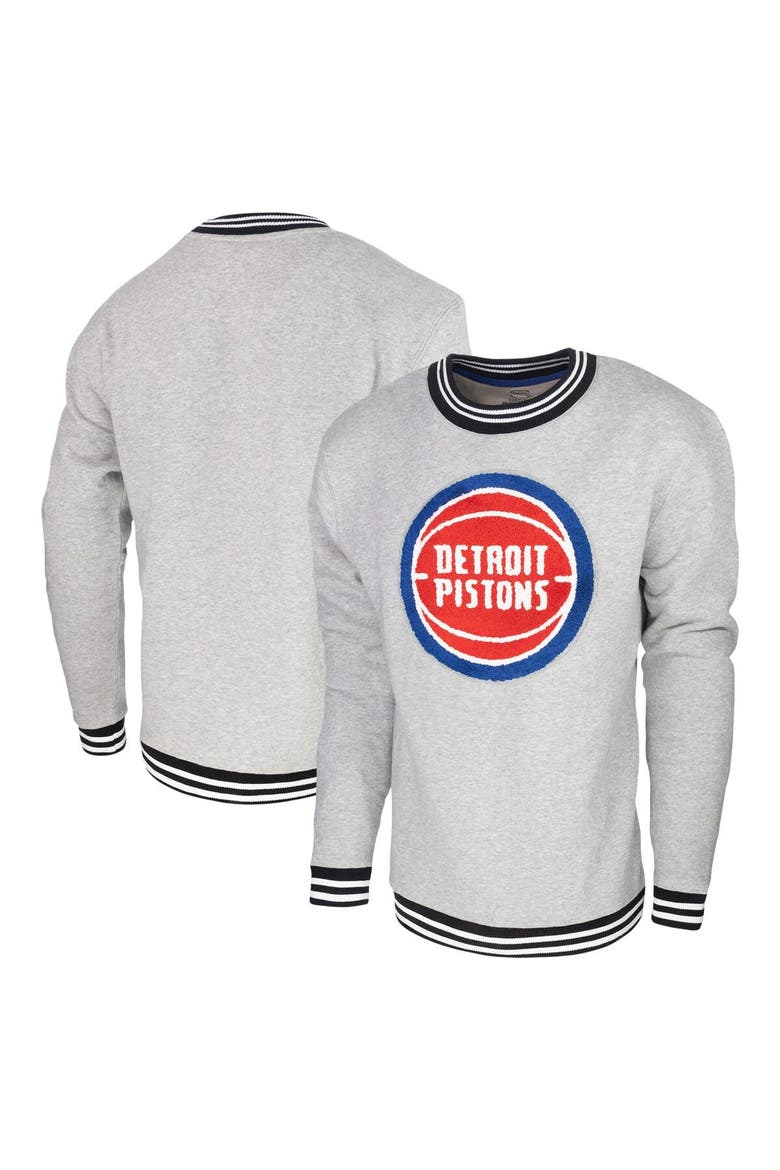 Men's Stadium Essentials Heather Gray Detroit Pistons Club Level Pullover Sweatshirt, Alternate, color, Heather Gray