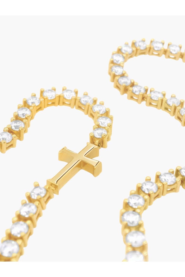 Luminous Cross Tennis Necklace, Alternate, color, 18k Gold Plated
