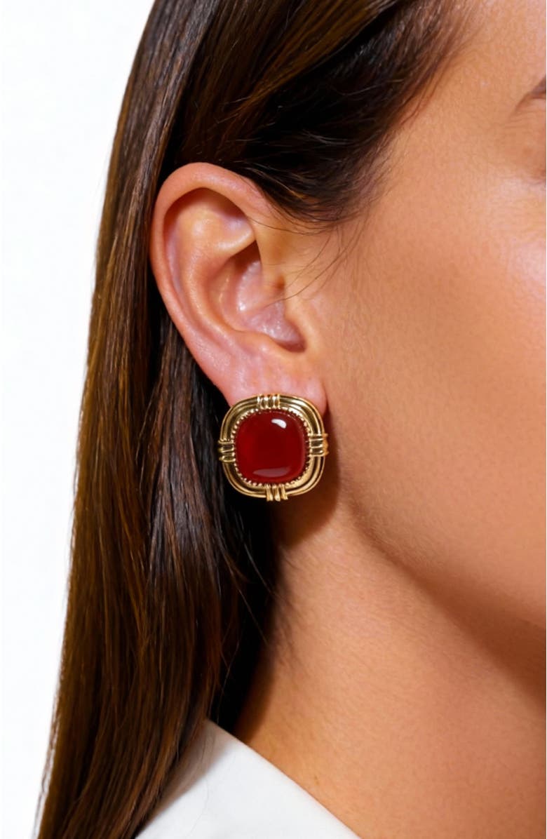 RC RETRO CHIC Agate Earrings, Alternate, color, Red