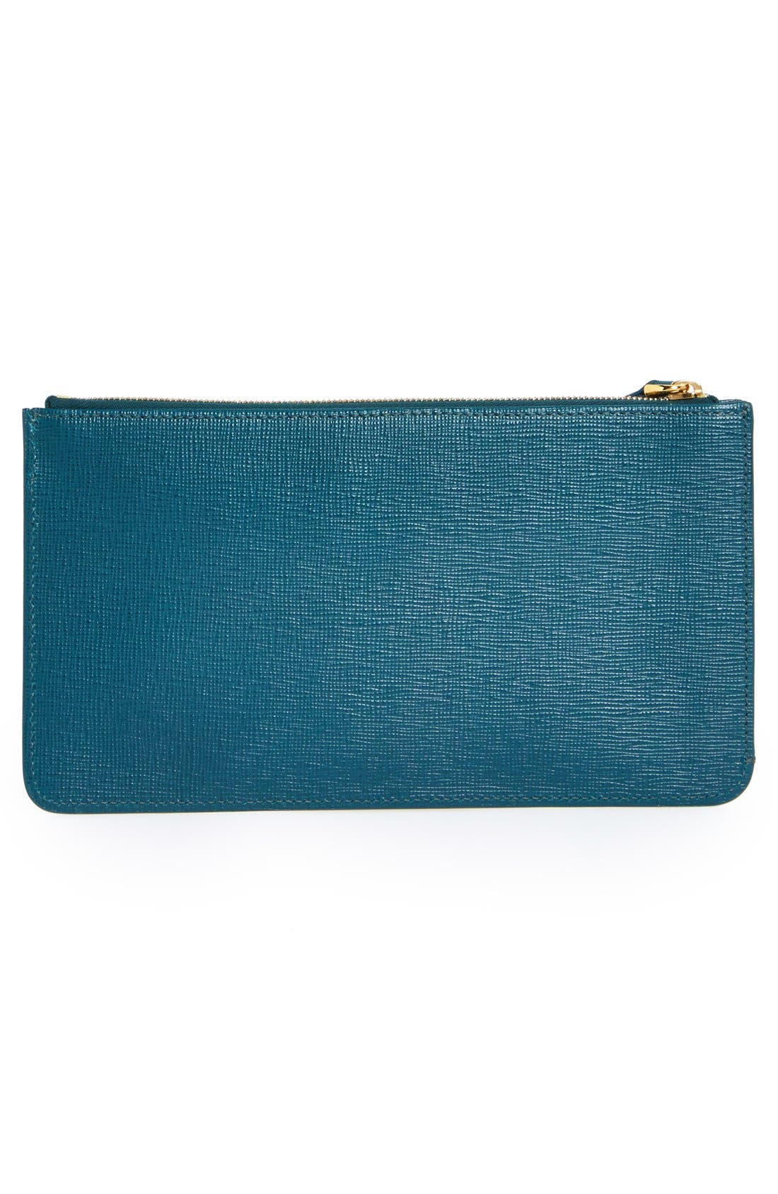'Monster' Zip Top Leather Pouch, Alternate, color, BLUE