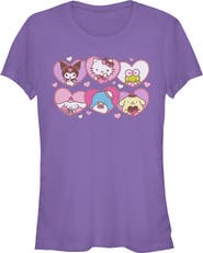 Hello Kitty Junior's Cute Hearts and Portraits Short Sleeve Graphic T-Shirt