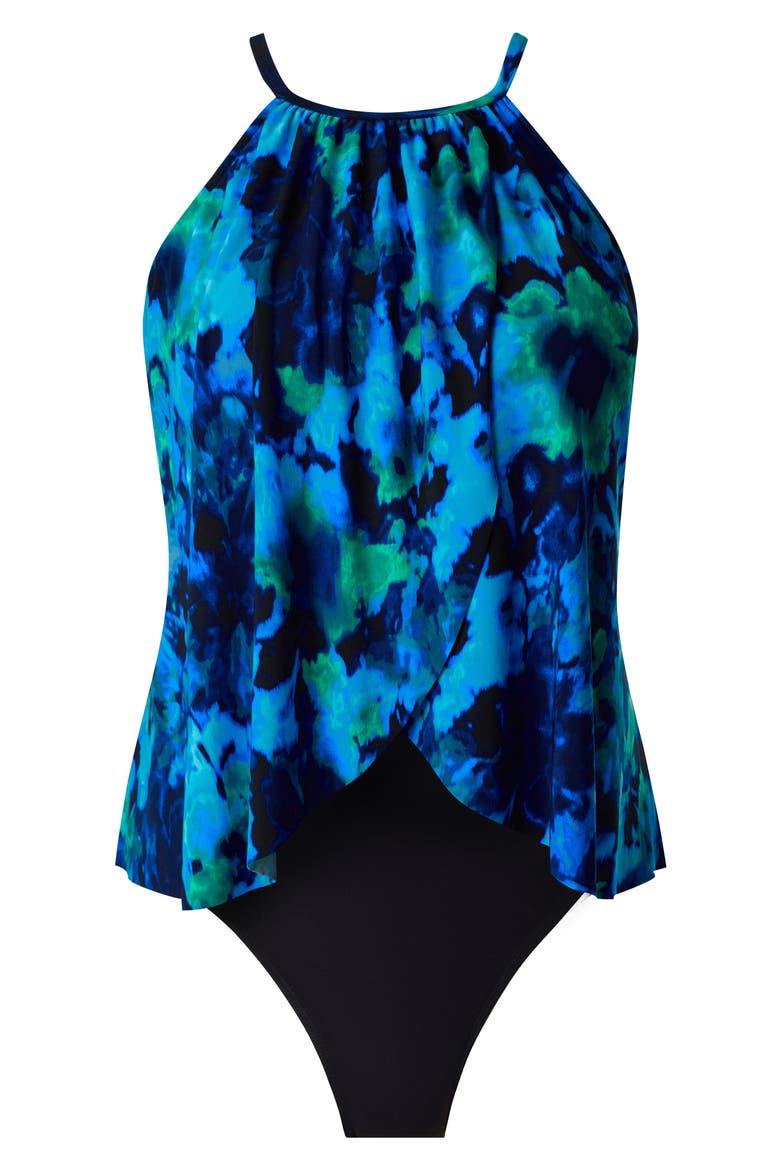 Mashup Aubrey Halter One-Piece Swimsuit, Alternate, color, BLUE MULTI