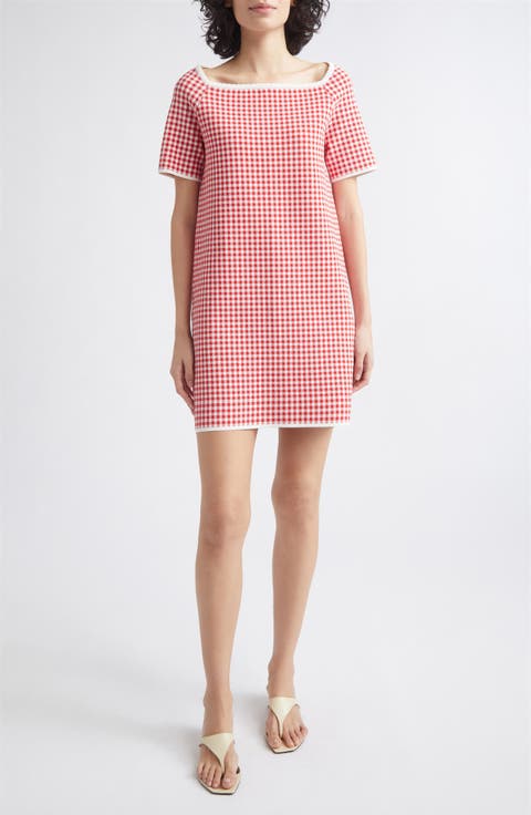 Micah Gingham Stretch Knit Minidress