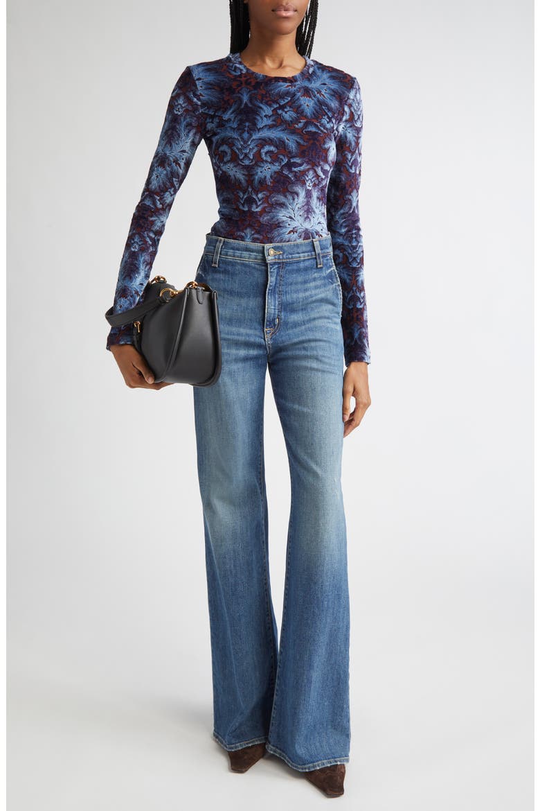 Paisley Burnout Jersey Top, Alternate, color, MULTICOLOR BLUE BASE