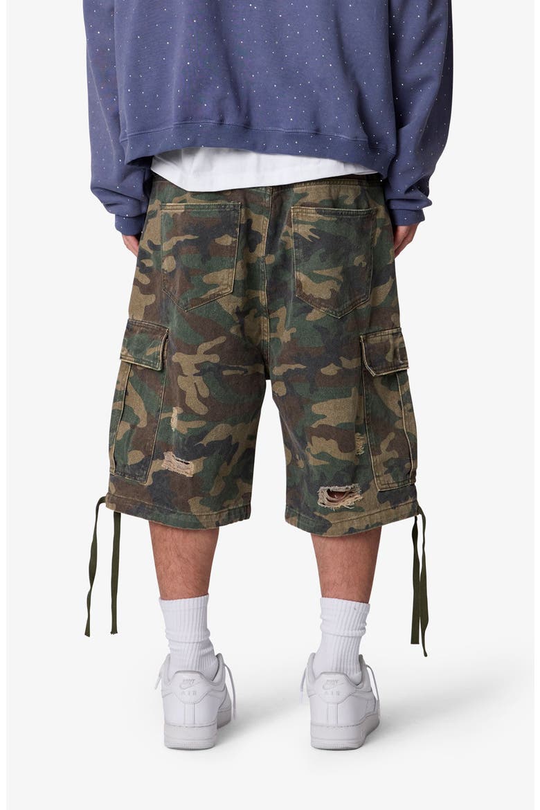 Distressed Baggy Camo Cargo Shorts, Alternate, color, CAMO