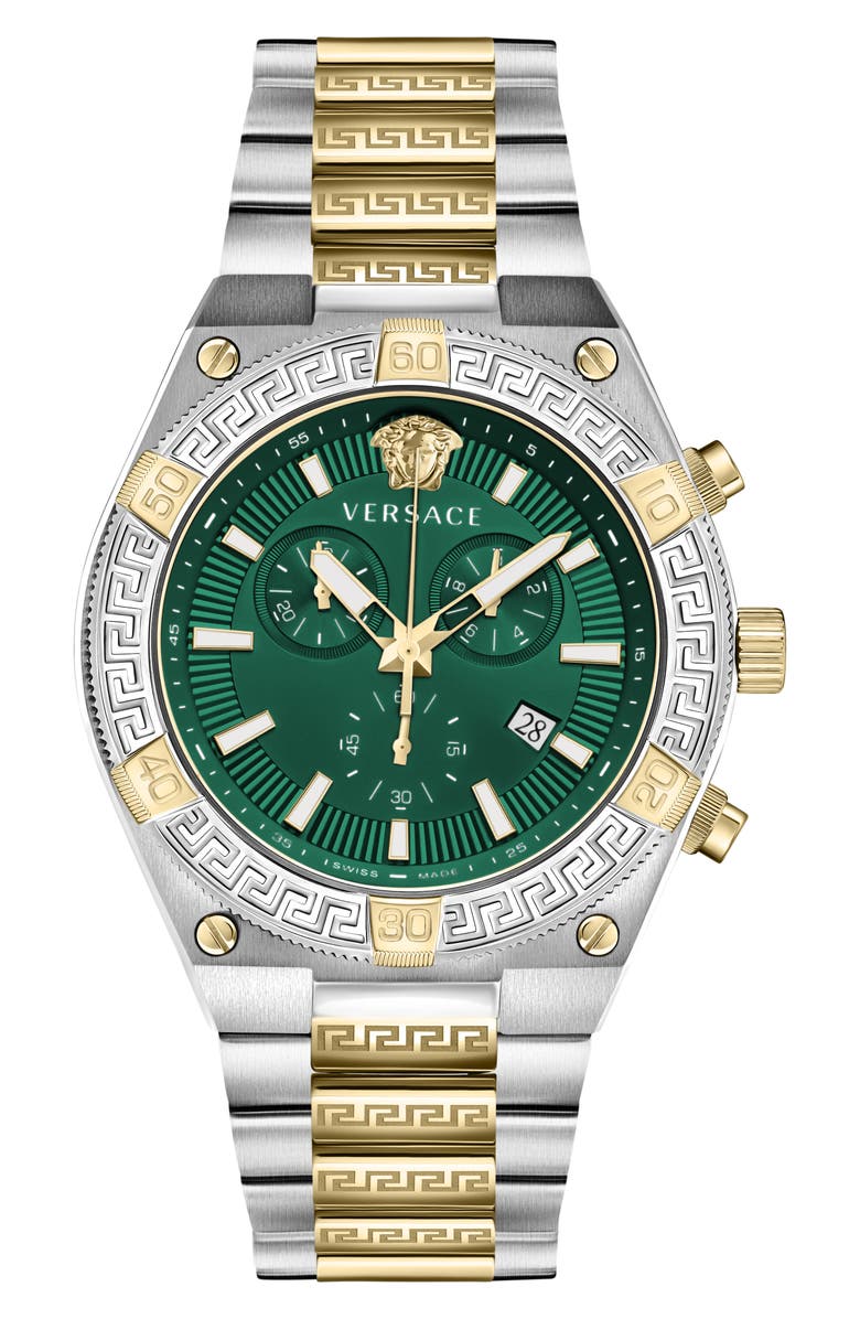 Versace V-Sporty Greca Chronograph Bracelet Watch, 46mm, Main, color, 