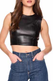 Susana Monaco Sleeveless Faux Leather Crop Top
