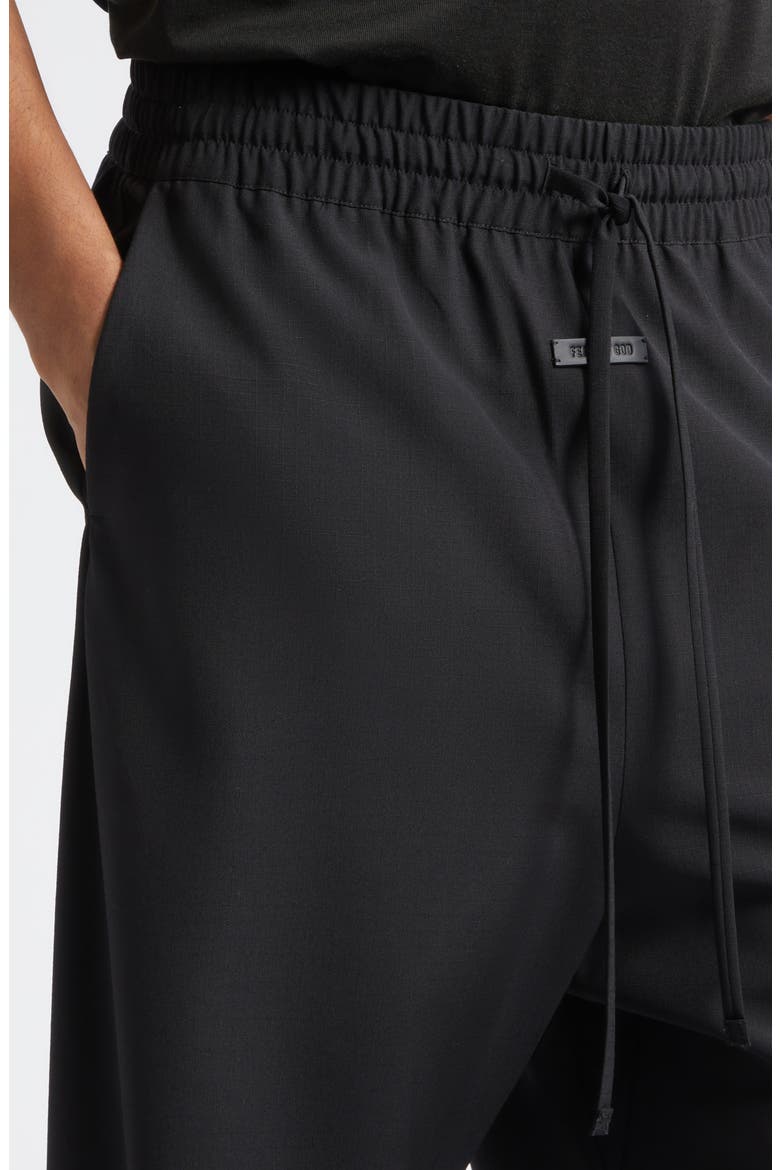 Virgin Wool Wide Leg Drawstring Pants, Alternate, color, BLACK