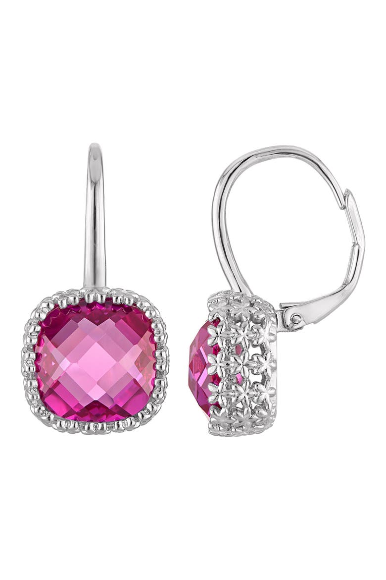 Lab Grown Pink Sapphire Earrings, Main, color, SILVER