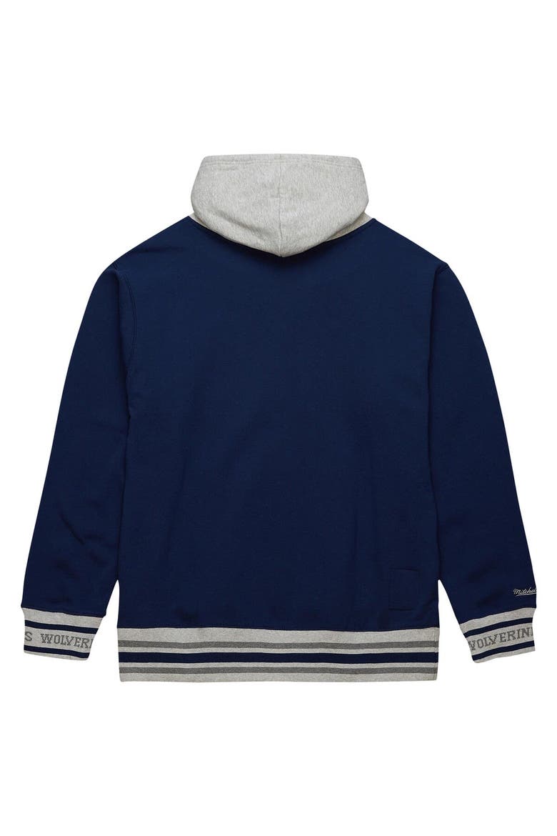 Men's Mitchell & Ness Navy Michigan Wolverines Arched Fleece Pullover Hoodie, Alternate, color, Navy