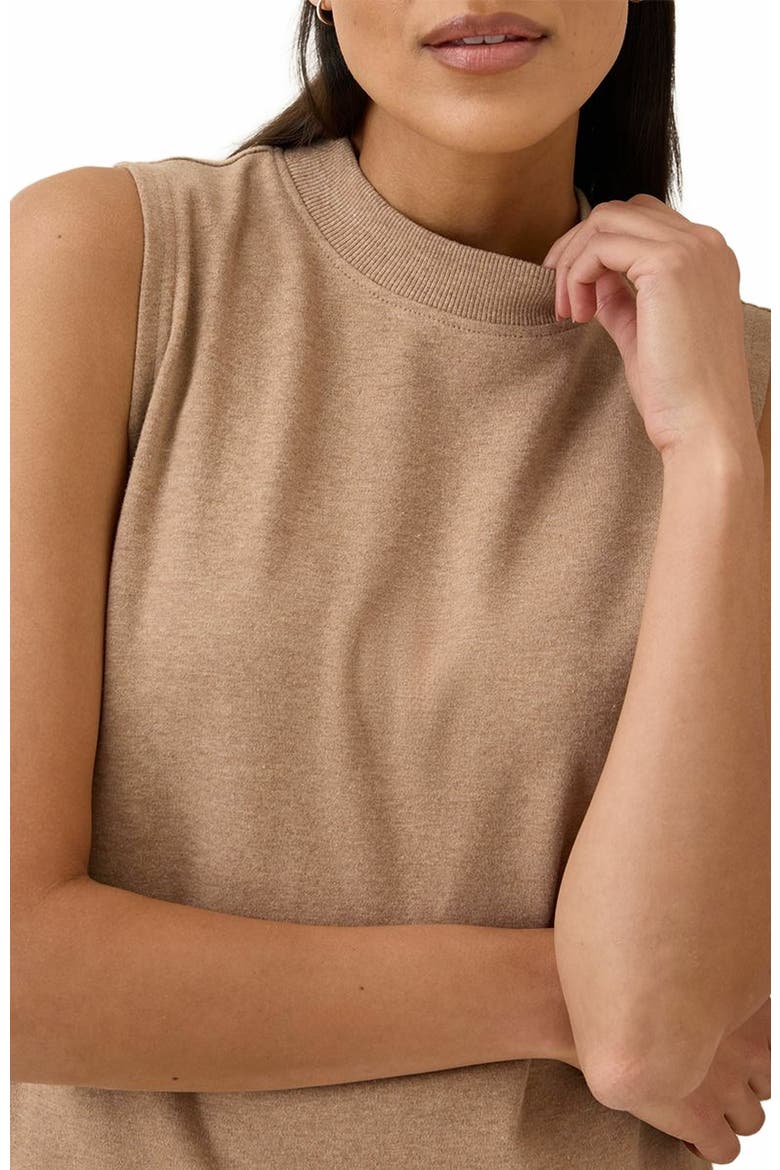 Organic Cotton Airplane Mock Neck Shell, Alternate, color, Sesame Heather