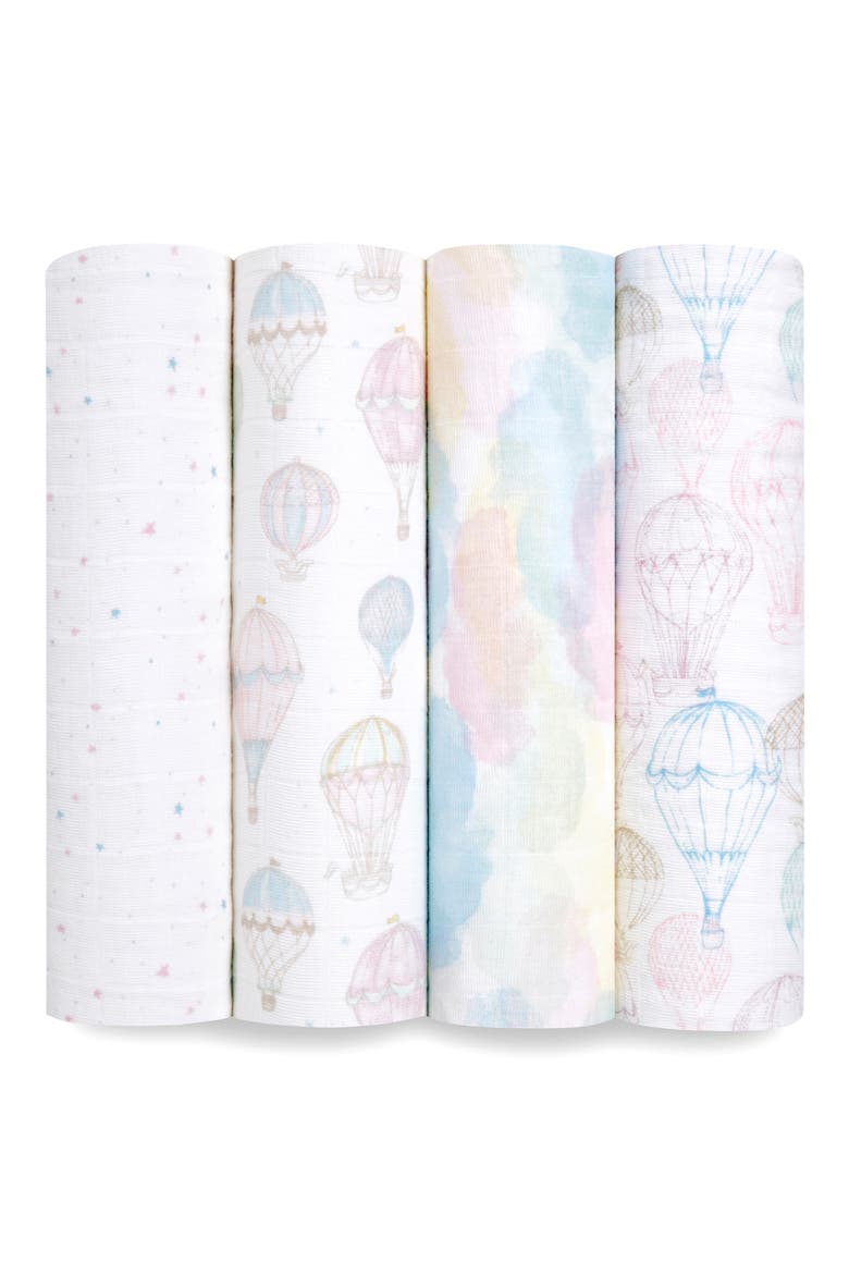 4-Pack Classic Swaddling Cloths, Main, color, ABOVE THE CLOUDS PINK