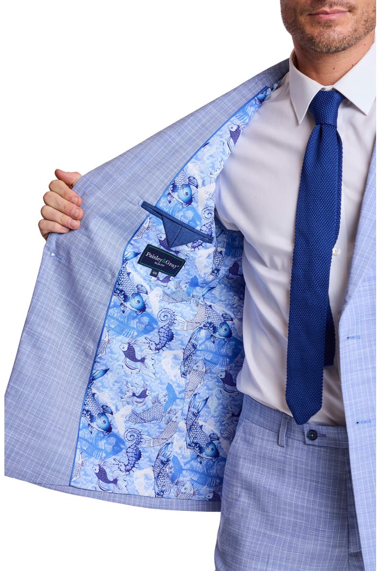 Soho Slim Fit Double Breasted Suit Jacket, Alternate, color, BLUE WHITE PINSTRIPE