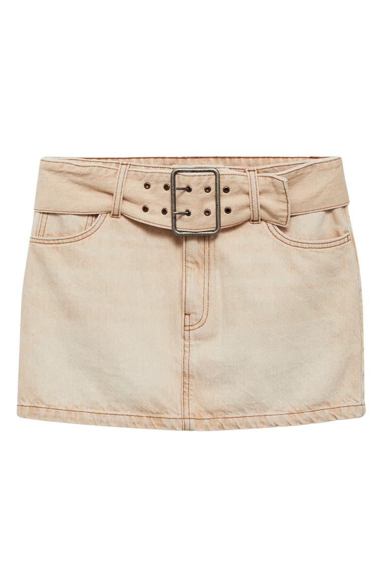 MANGO Belted Denim Miniskirt, Main, color, 