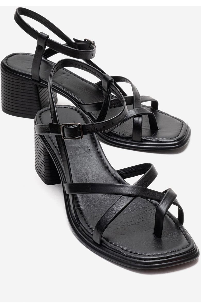 Forever & Always Shoes Lavish Leather Block Heel Sandal, Main, color, Black