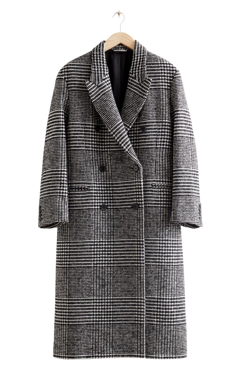 & Other Stories Mixed Check Wool Blend Coat, Alternate, color,