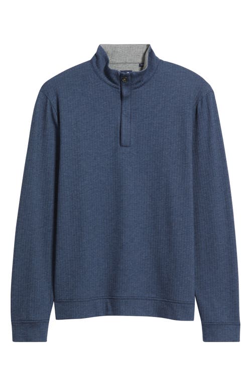 Johnnie-o Rubin Herringbone Quarter Zip In Blue