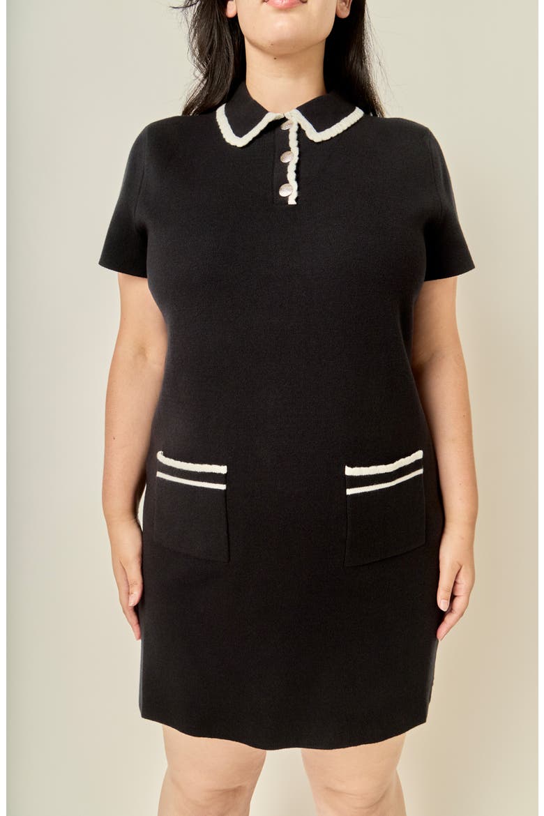 Scallop Detail Dress, Alternate, color, BLACK/ WHITE