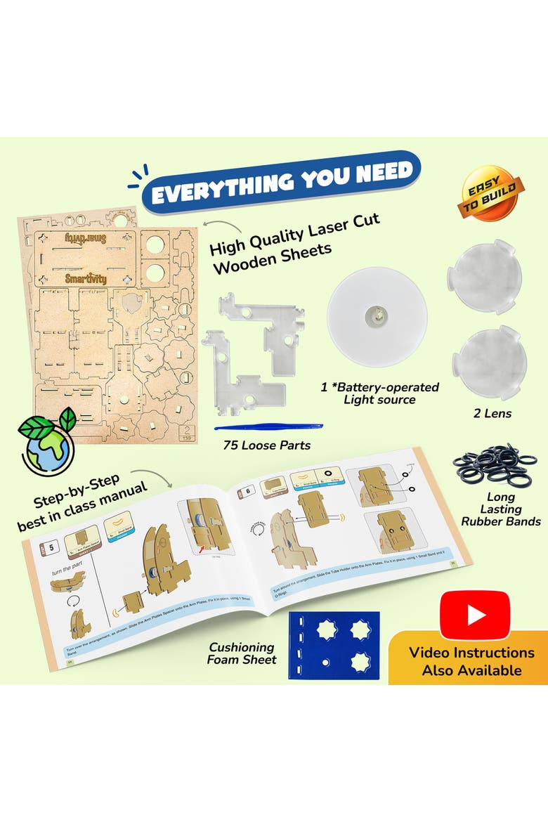 Microscope Diy Science Toy, Stem Building Set, Ages 8+, Alternate, color, Multicolored