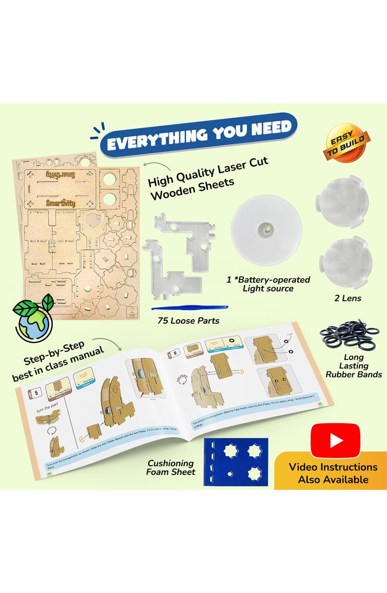 Smartivity Microscope Diy Science Toy, Stem Building Set, Ages 8+, Alternate, color, Multicolored