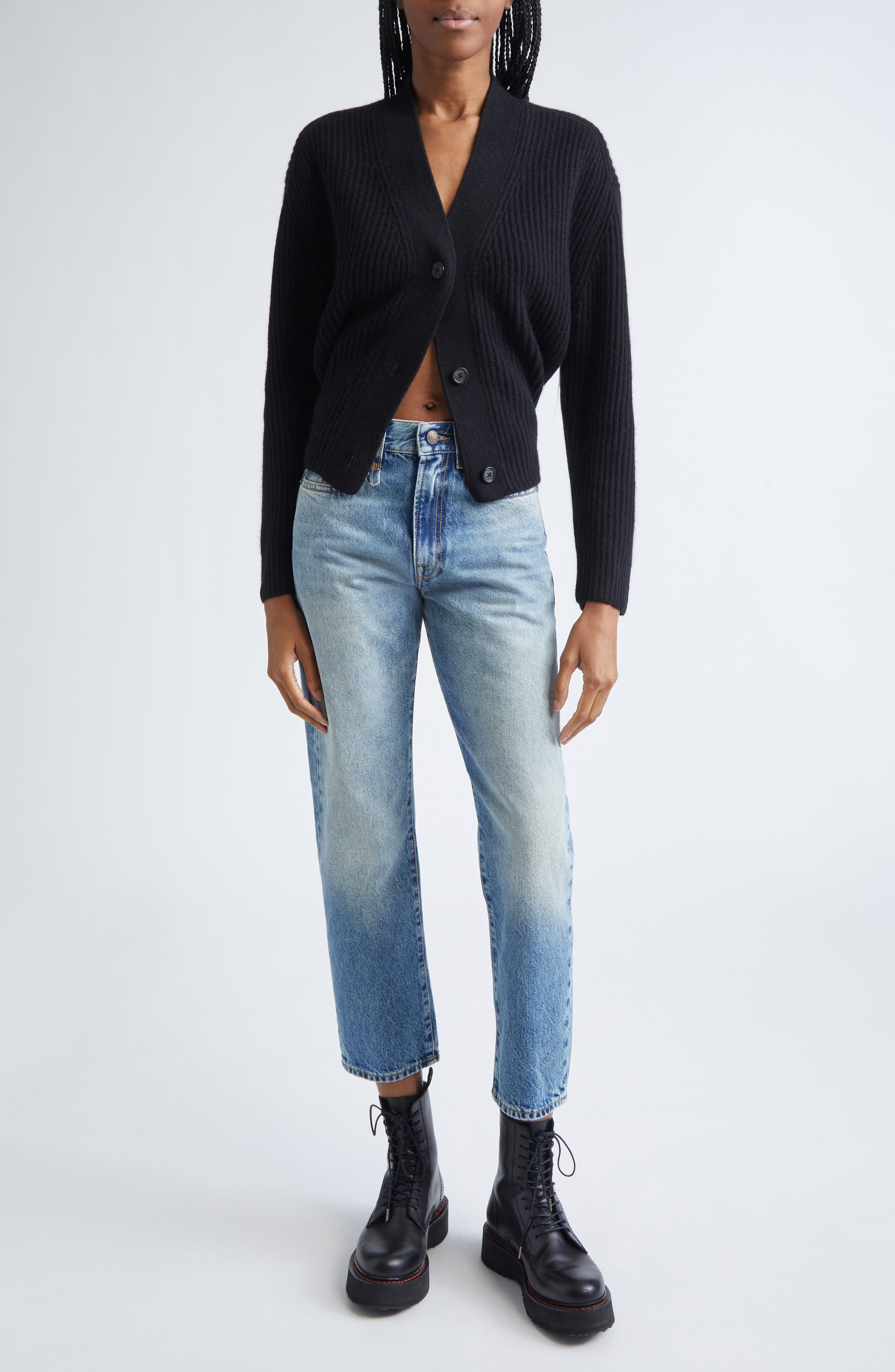 Split Hem Rib Cashmere Cardigan - image 2