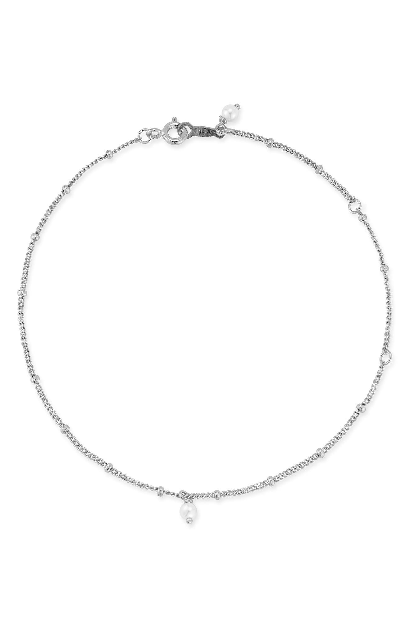 Cultured Pearl Charm Anklet