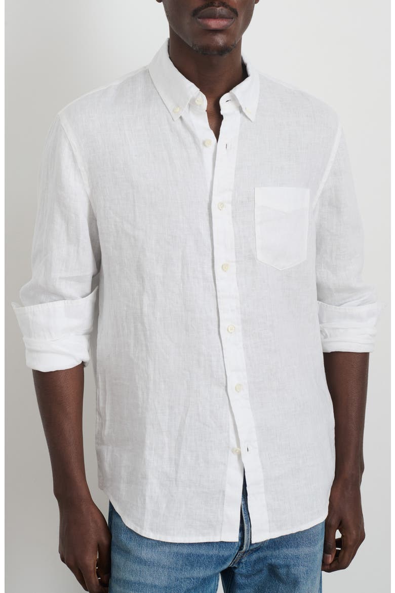 Mill Linen Button-Down Shirt, Main, color, WHITE