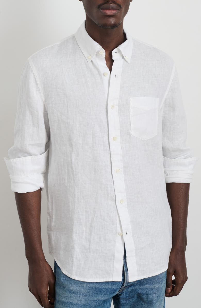 Alex Mill Mill Linen Button-Down Shirt, Main, color, White